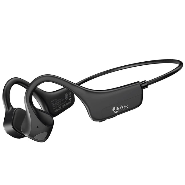 YouthWhisper Bluetooth Bone Conduction Headphones with Mic, Titanium Lightweight, Open-Ear Wireless Sweatproof for Running Hiking(Black)-Lite